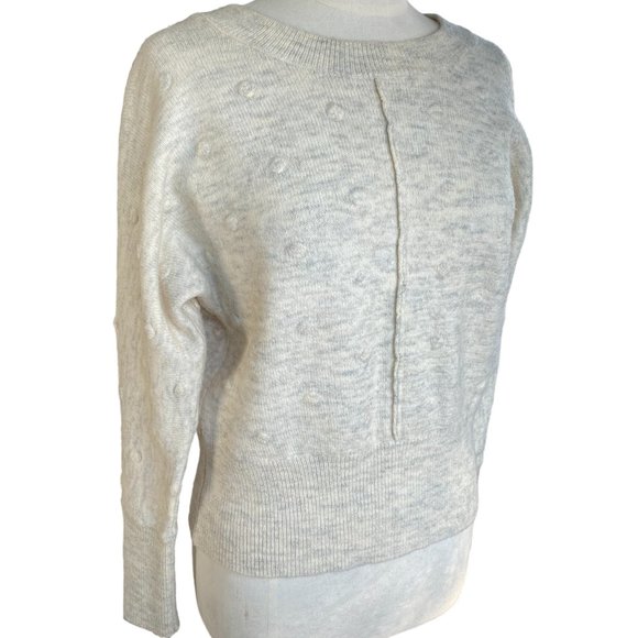 William Rast Alpaca Blend Back V-Neck Oatmeal Popcorn Polka Dot Sweater-XS - Picture 1 of 12